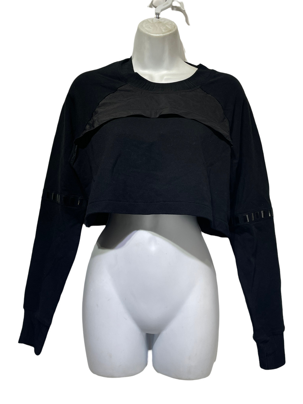 lime and vine black long sleeve studded detail crop top Womens Size XS